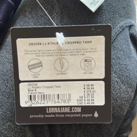 Lorna Jane Athletic Cropped Tank Size S French Navy - Picture 4 of 5
